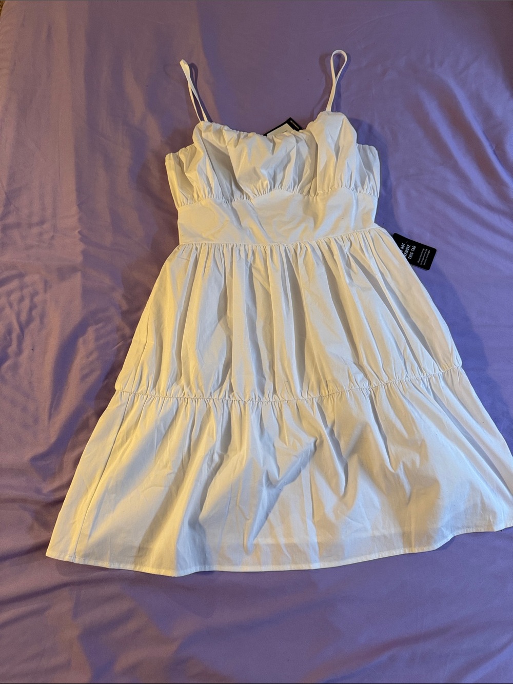 Express White Tiered Spaghetti-Strap Mini Dress